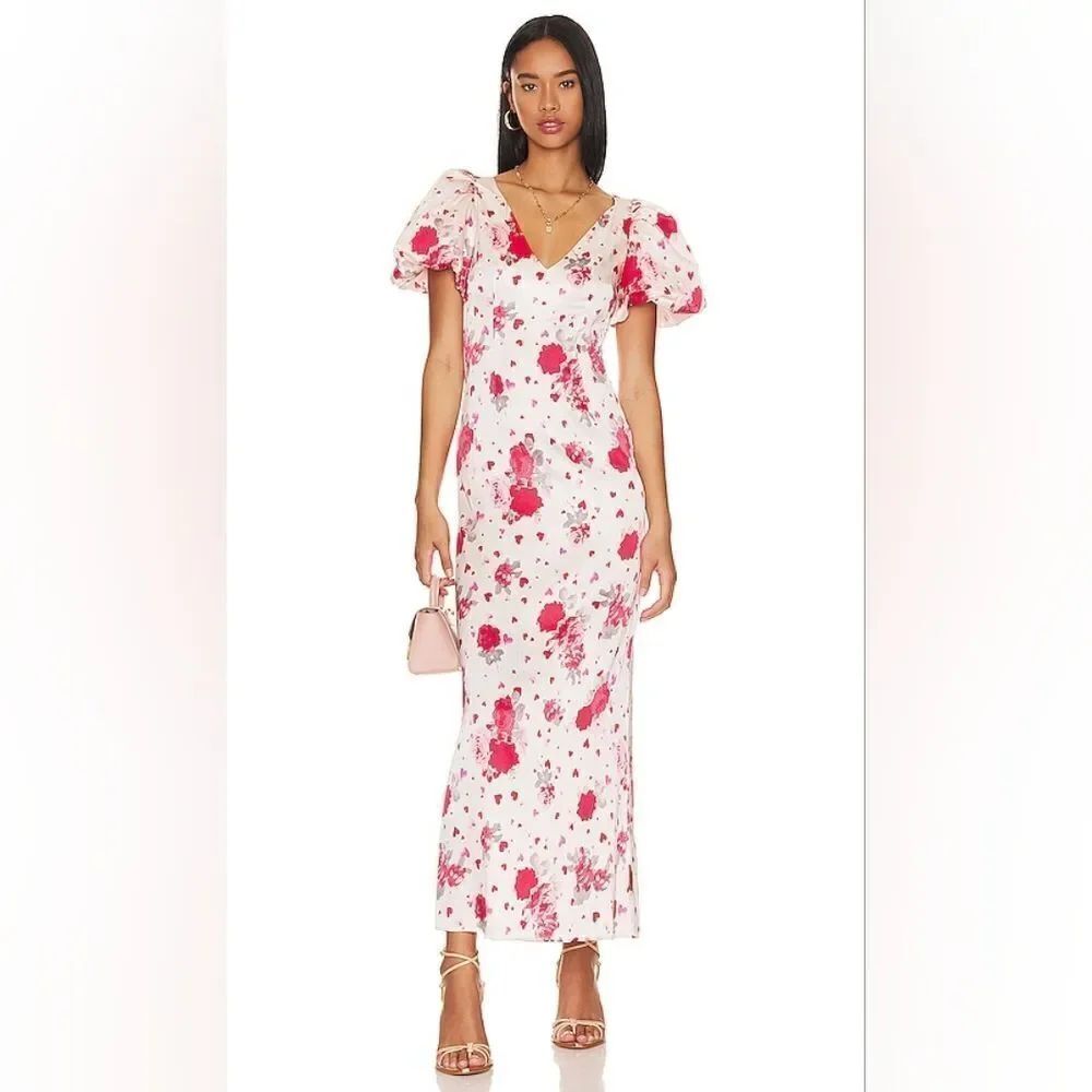 LPA Maryana Maxi Dress In Red And Pink Floral Size Medium